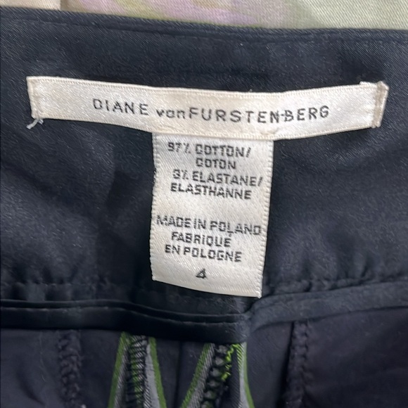 Diane Von Furstenberg Aisha Bermuda Cotton Striped Pant Black Green size 4 - Picture 7 of 10
